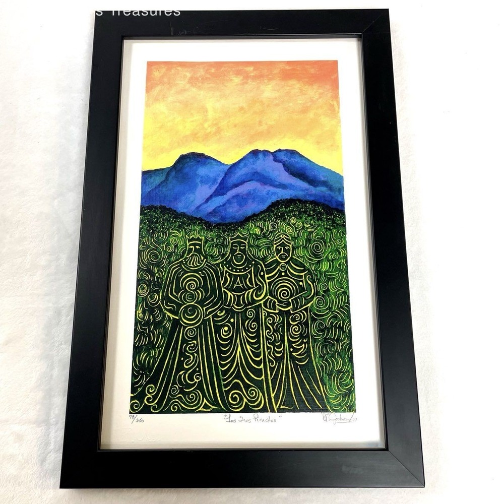 Jose Gorbea"Los Tres Picados"Signed Og Mixed Media Painting 78/350 Puerto Rico